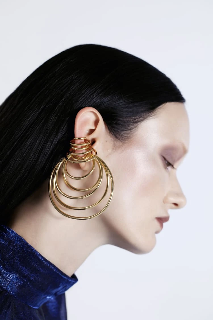 Set Of Gold Hoop Ear Cuffs With Many Coils 3 Set Of Gold Hoop Ear Cuffs With Many Coils - Image 3