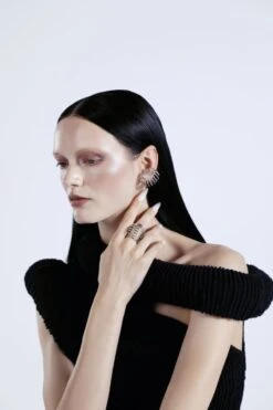 Silver Coil Sphere Ring