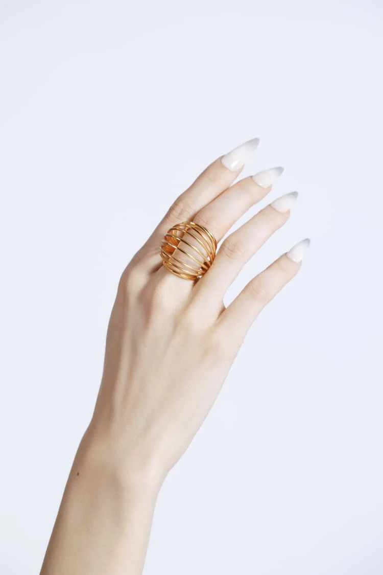 Gold Coil Sphere Ring 3 Gold Coil Sphere Ring - Image 3