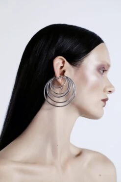 Silver Hoop Ear Cuff With Many Coils