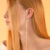 Snake Pearl Ear Cuff With Chain