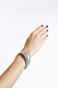 Silver Chunky Asymmetrical Closed Bangle Bracelet