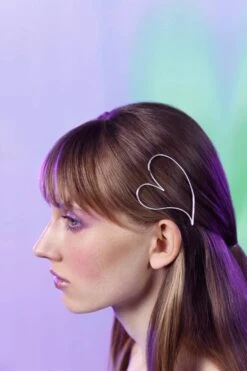 Silver Love Heart Hair Clip