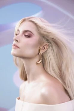 Large S-Shaped Drop Earrings - Gold -Mam Originals Shop 19 PLEYADE LS 0789 Verde erzsic