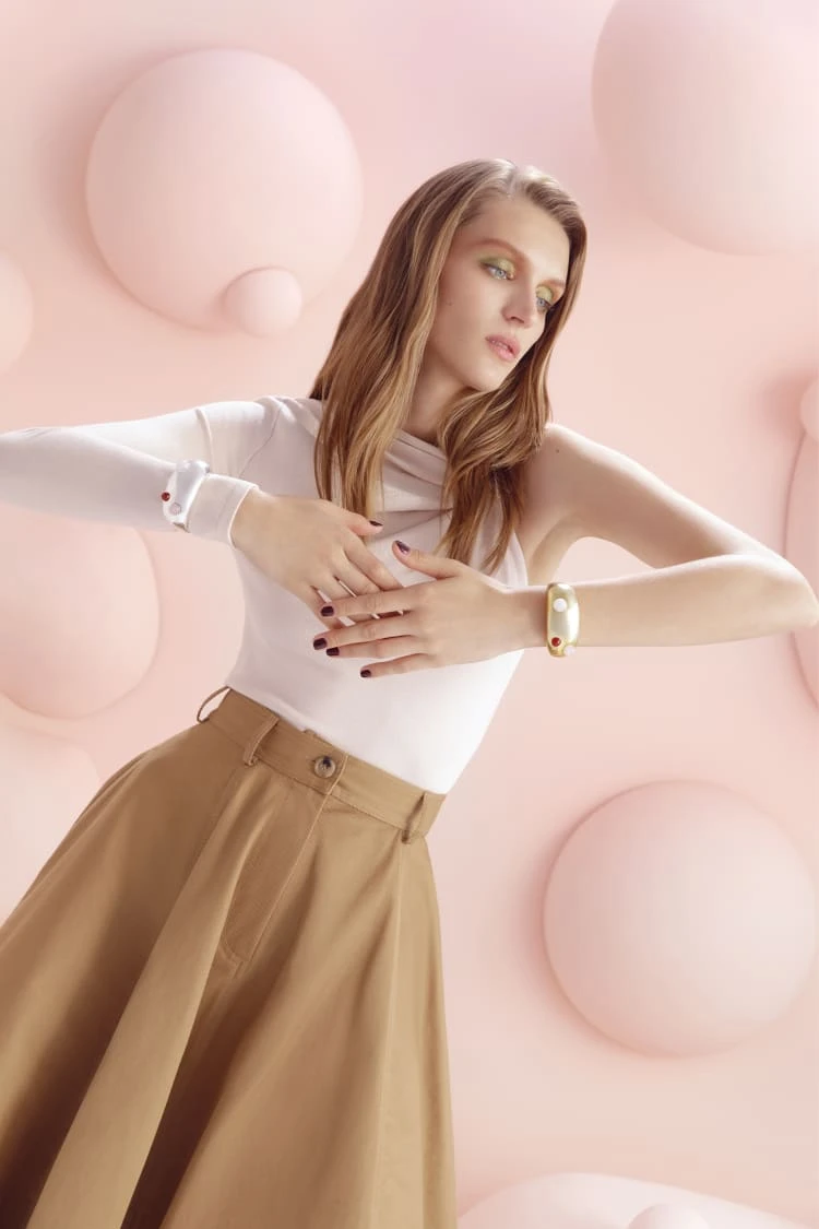 Gold Statement Bangle With Stones 5 Gold Statement Bangle With Stones - Image 5