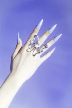 Large Silver Butterfly Ring