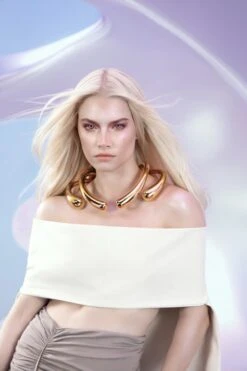 Drops Huge Necklace - Gold -Mam Originals Shop 21 PLEYADE LS 0829 Azul sarclj