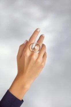 Silver Pearl Circular Ring