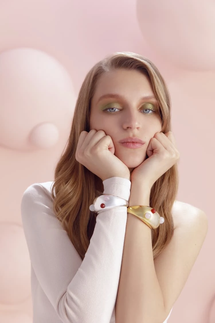 Gold Statement Bangle With Stones 2 Gold Statement Bangle With Stones - Image 2