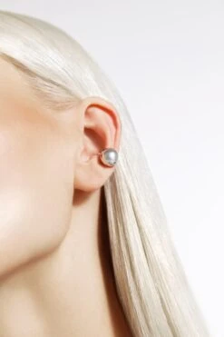 Silver Ball Huggie Ear Cuff Earring