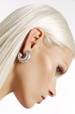 Thick Silver Hoop Earrings
