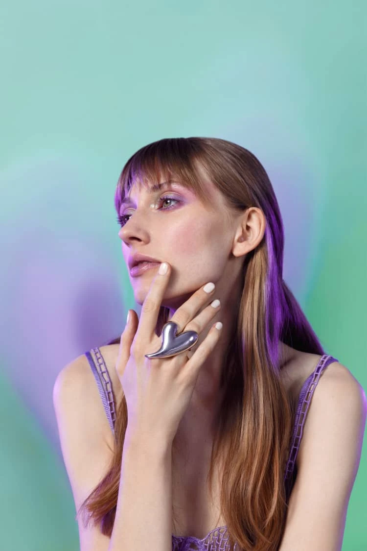 Silver Big Heart Shaped Ring 2 Silver Big Heart Shaped Ring - Image 2