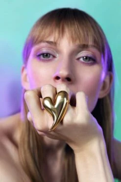 Gold Big Heart Shaped Ring
