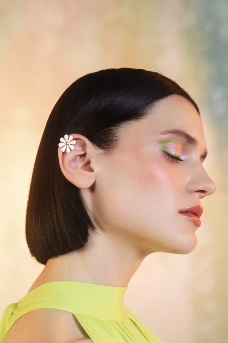 White And Gold Flower Ear Cuff 1 White And Gold Flower Ear Cuff