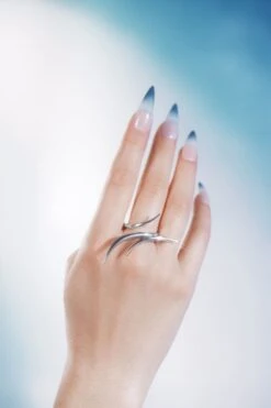 Silver Spiked Long Ring