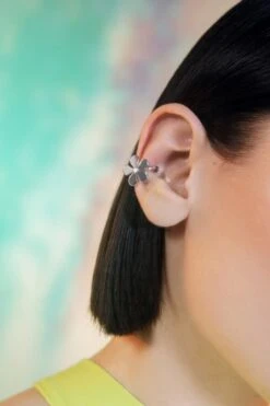Silver Flower Ear Cuff