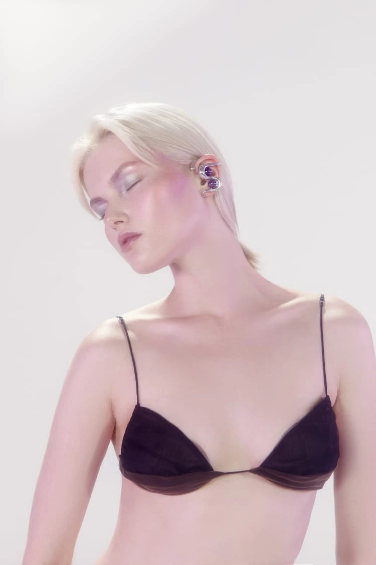 Silver Ear Cuff With Amethyst 3 Silver Ear Cuff With Amethyst - Image 3