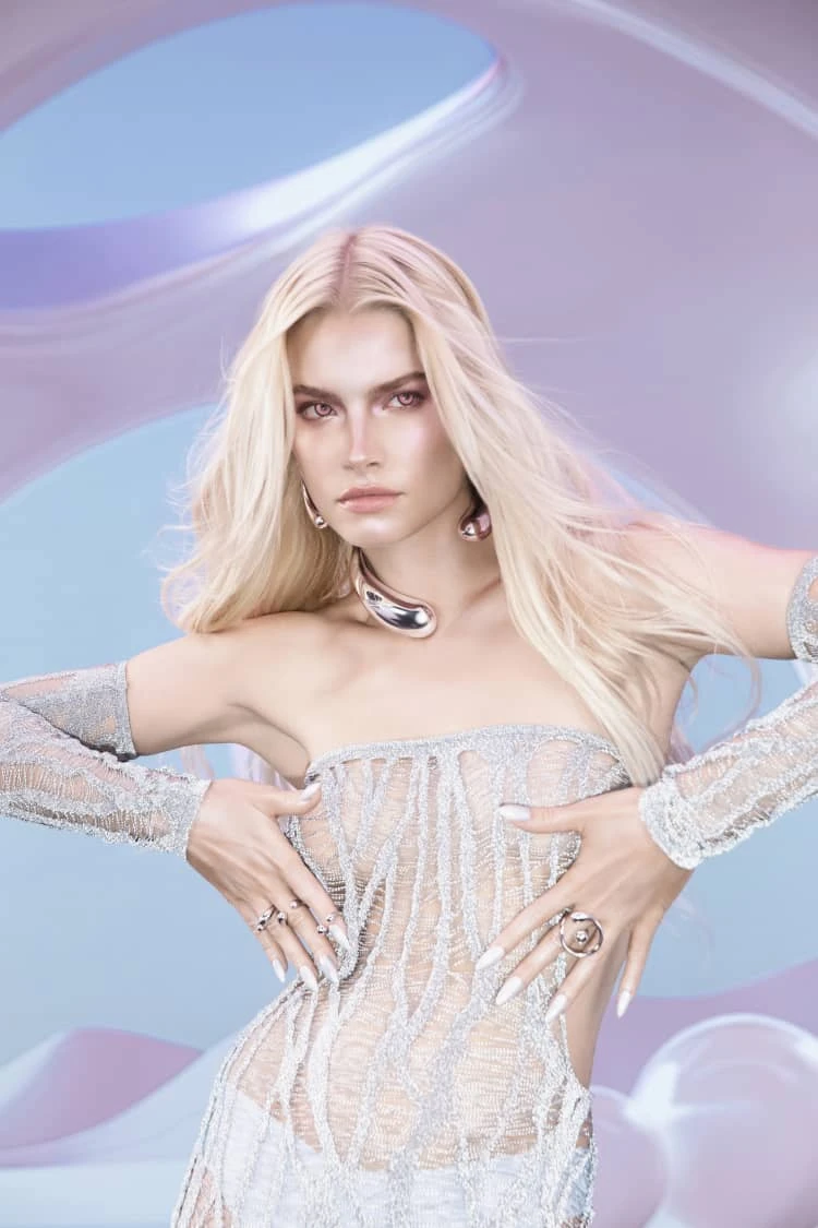 Drops Asymmetrical Necklace - Silver 4 Drops Asymmetrical Necklace - Silver - Image 4