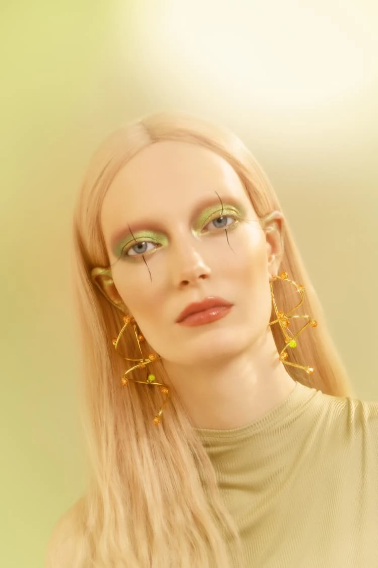 Gold Bold Drop Earrings With Opal And Topaz Crystals 2 Gold Bold Drop Earrings With Opal And Topaz Crystals - Image 2