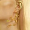 Gold Bold Drop Earrings With Opal And Topaz Crystals