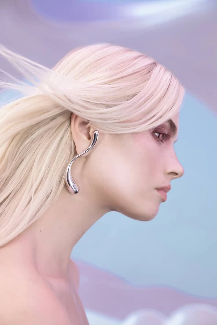 Large S-Shaped Drop Earrings - Silver 2 Large S-Shaped Drop Earrings - Silver - Image 2