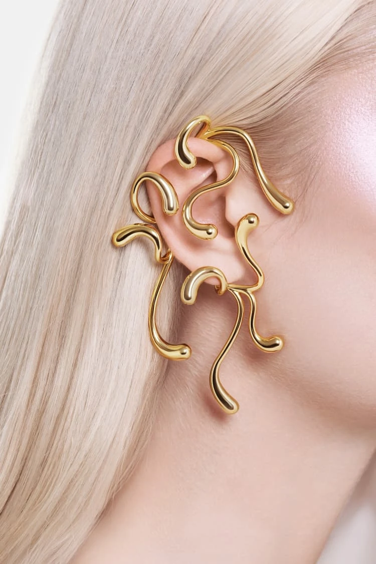 Full Ear Multi-Drop Ear Cuff - Gold 1 Full Ear Multi-Drop Ear Cuff - Gold