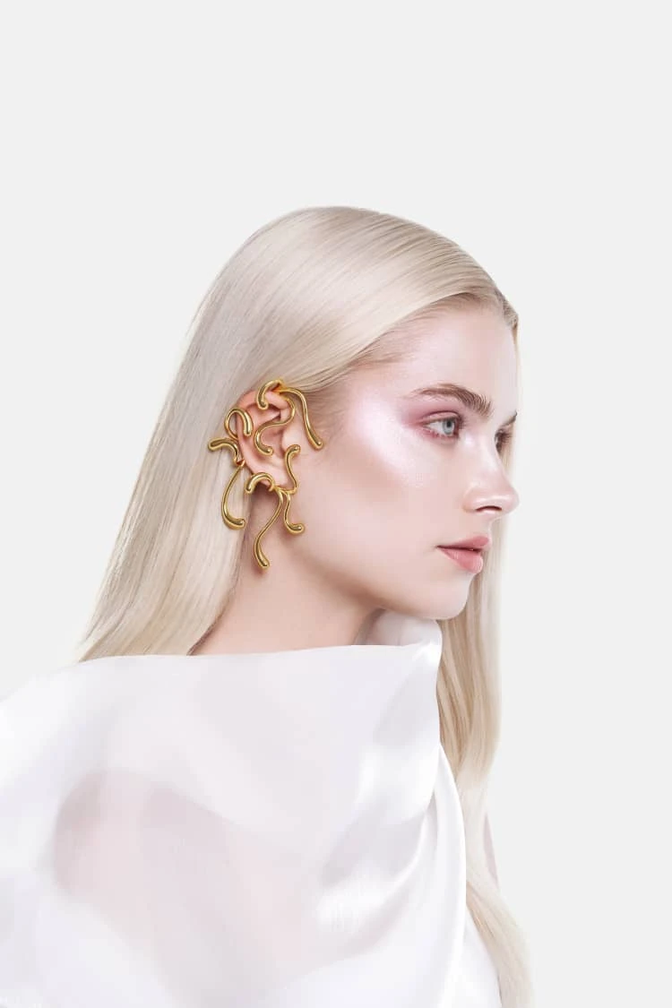 Full Ear Multi-Drop Ear Cuff - Gold 2 Full Ear Multi-Drop Ear Cuff - Gold - Image 2