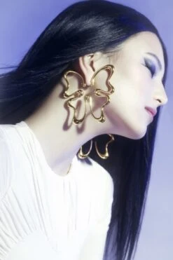Large Gold Butterfly Earring