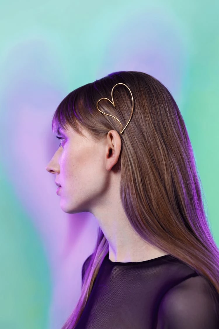 Gold Love Heart Hair Clip 1 Gold Love Heart Hair Clip