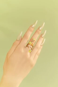 Silver Bold Asymmetric Ring With Topaz And Opal Crystals