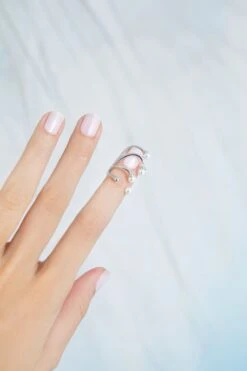 Silver Mini Pearls Nail Ring