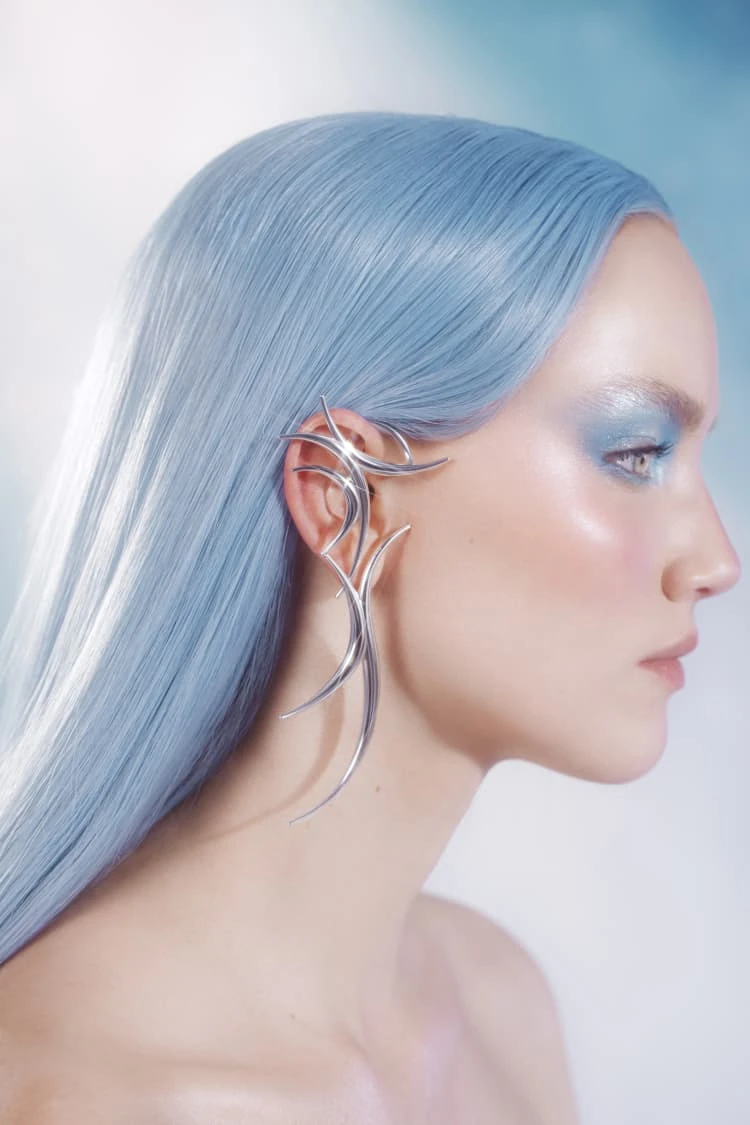 Silver Spiked Long Earring 3 Silver Spiked Long Earring - Image 3