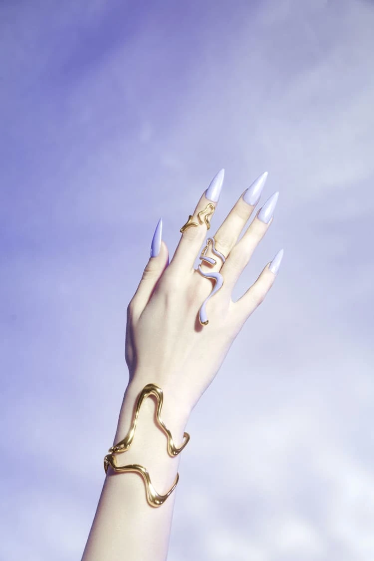 Large Gold And Lilac Liquid Ring 2 Large Gold And Lilac Liquid Ring - Image 2