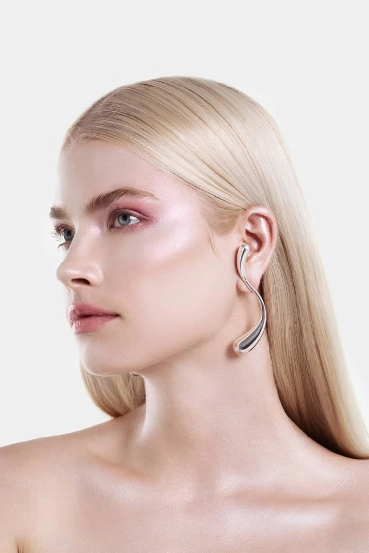 Large S-Shaped Drop Earrings - Silver 3 Large S-Shaped Drop Earrings - Silver - Image 3