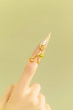 Gold Bold Midi Ring With Opal And Topaz Crystals