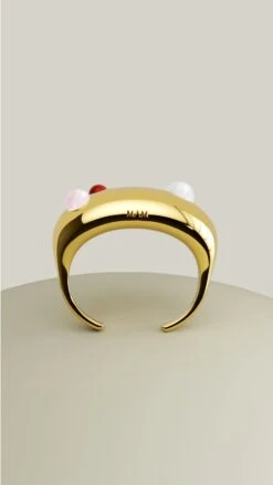 Gold Statement Bangle With Stones