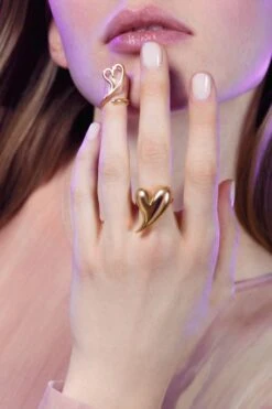 Gold Heart Shaped Love Ring -Mam Originals Shop 4 heart rm33op