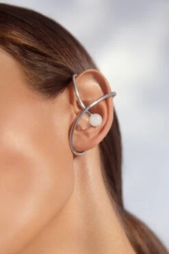 Silver Pearl Ear Cuff