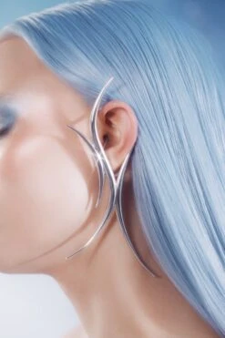 Silver Spiked Bold Ear Cuff