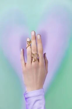 Gold Love Open Heart Ring