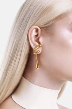 Large Twisted Drop Earrings - Gold