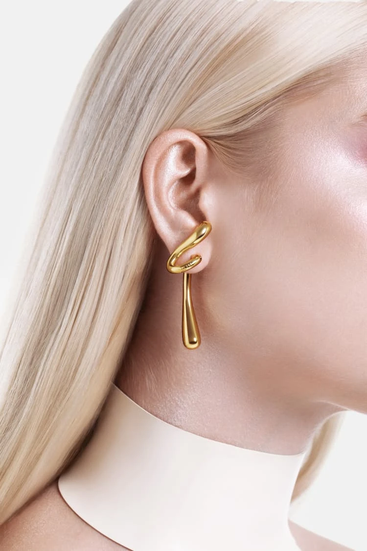 Large Twisted Drop Earrings - Gold 1 Large Twisted Drop Earrings - Gold