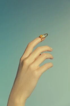 Gold Nail Ring With Embedded Stone -Mam Originals Shop 462brgujfdndhfnd ehdujk