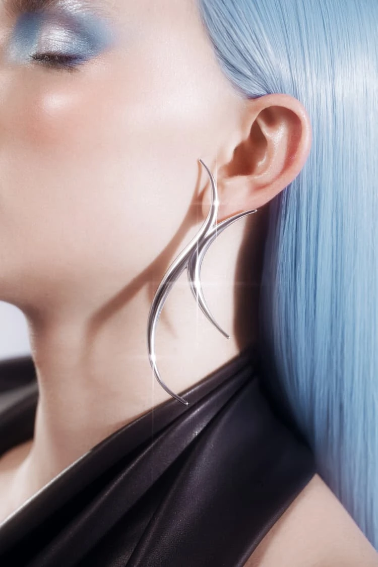 Silver Spiked Long Earring 1 Silver Spiked Long Earring