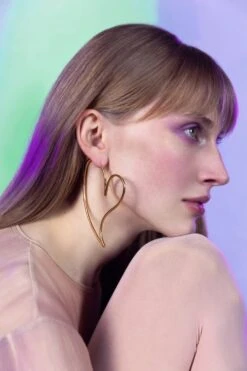 Gold Big Heart Earring Hoop