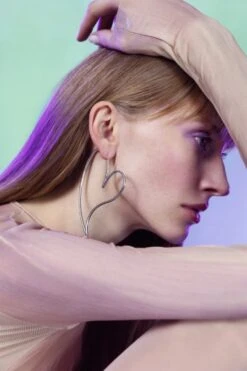 Silver Big Heart Earring Hoop