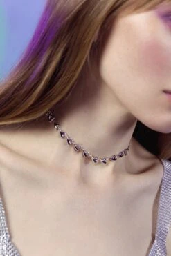 Silver Heart Chain Choker