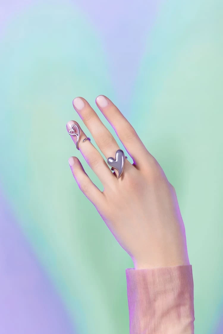 Silver Heart Shaped Love Ring 2 Silver Heart Shaped Love Ring - Image 2