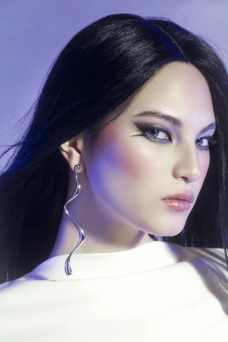 Silver Dangle Liquid Earring 3 Silver Dangle Liquid Earring - Image 3