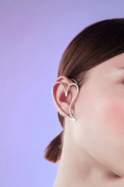 Silver Heart Full Ear Cuff